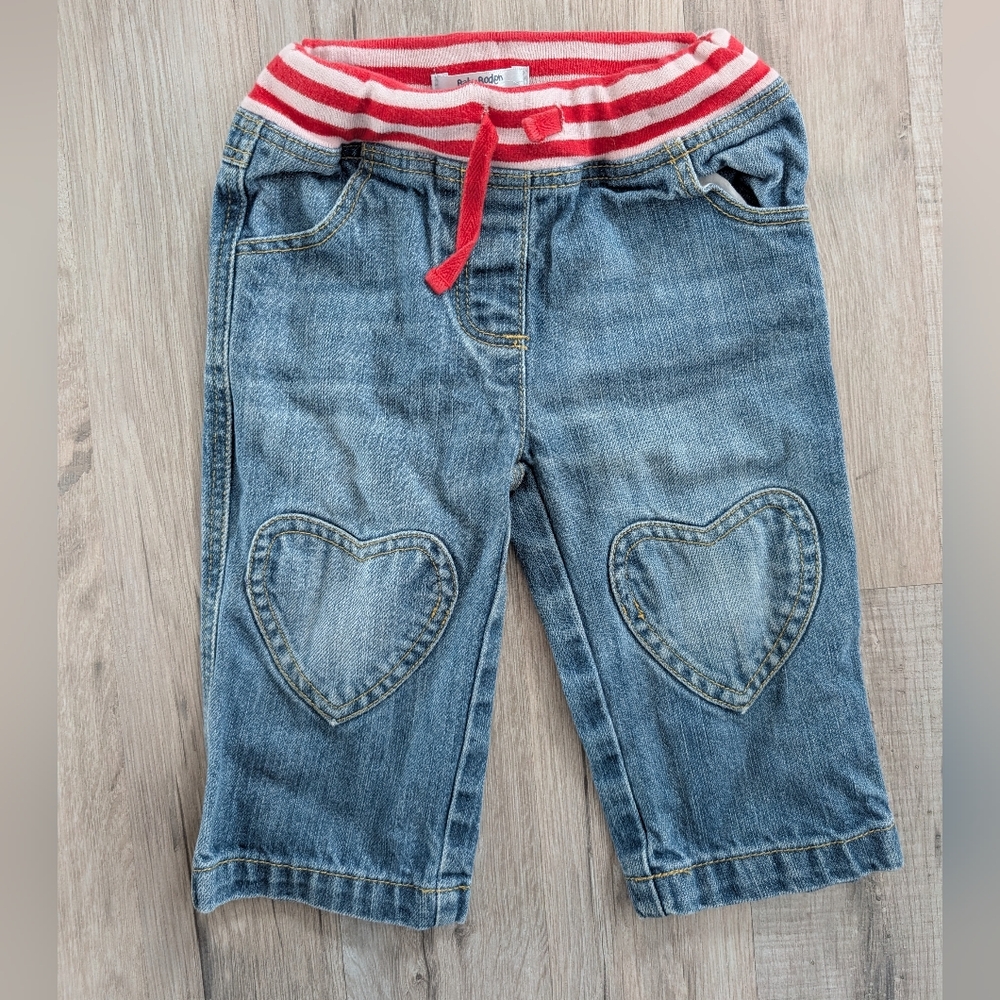 Mini Boden Blue Jeans with Heart Knees, 12-18m (V2)